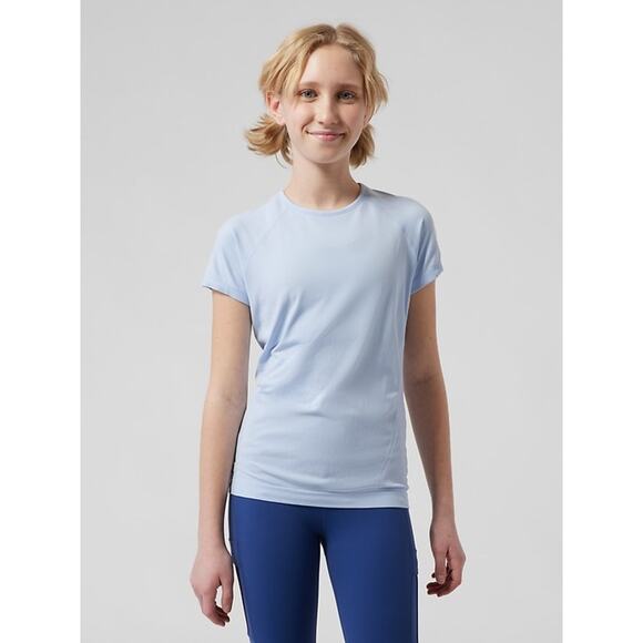 Athleta Girl Power Up Seamless Tee Blue Activewear Jersey Stretch Girls Large 12 - Picture 6 of 6
